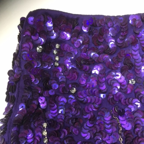 Alice + Olivia Purple Sequin Silk Mini Skirt - Picture 3 of 10